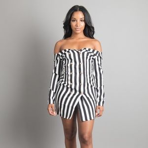 Matty | White Stripe Blazer Dress